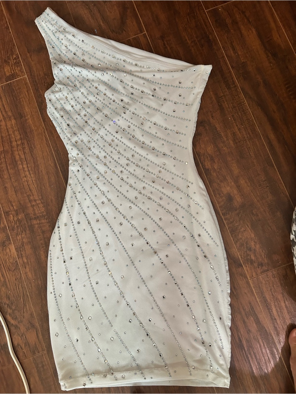 Windsor White One-Shoulder Embellished Bodycon Dress